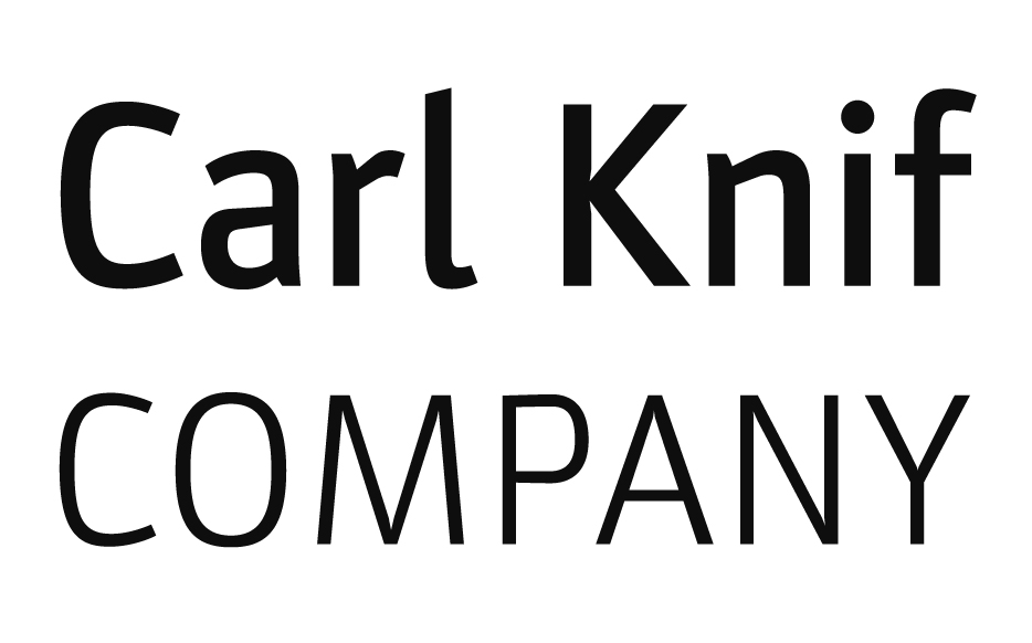Carl Knif Companyn logo. Lihavoidut sanat Carl Knif ovat aseteltu isoilla kirjaimilla kirjoitetun sanan Company sanan yläpuolelle.